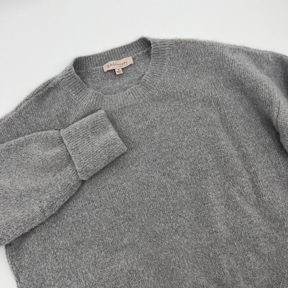 Philosophy Sweater Women's Size M Grey Pullover Knit Long Soft